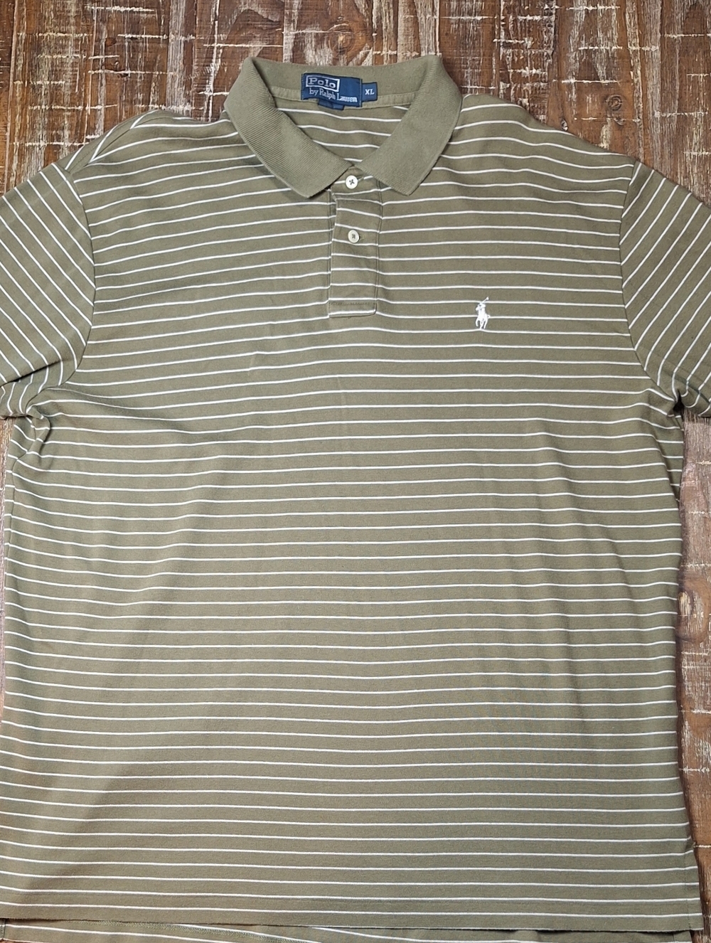 Polo‎ Ralph Lauren Mens Polo Shirt Short Sleeve Green With Stripes Size XL